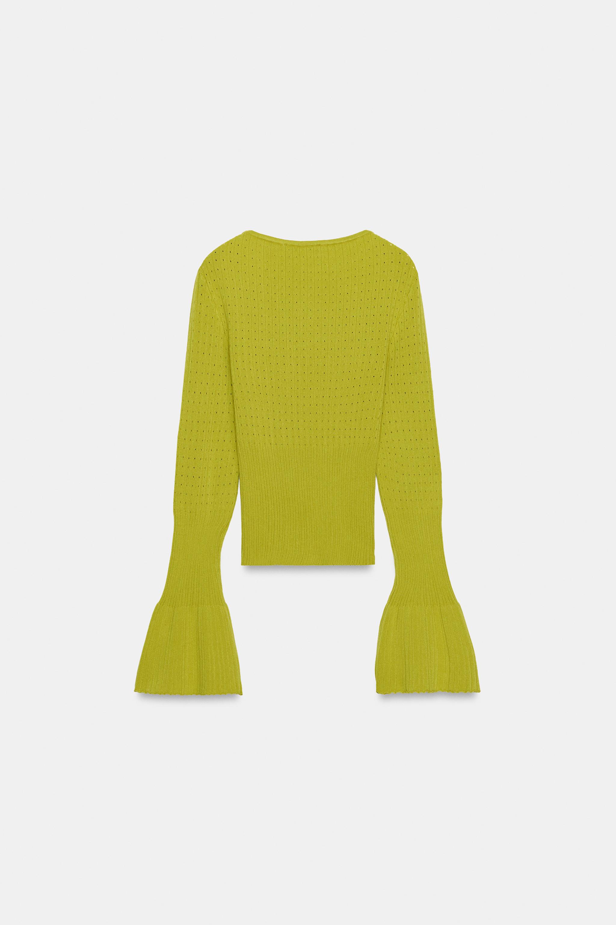 PULL EN MAILLE POINTELLE À MANCHES ÉVASÉES